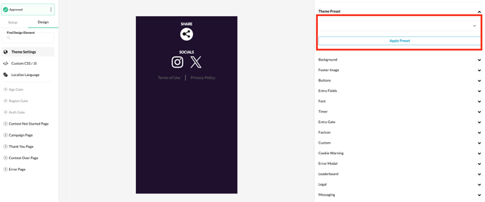 Applying theme presets to campaigns