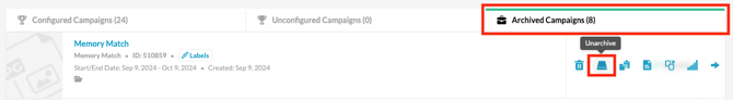 Archived campaigns tab in the campaigns dashboard