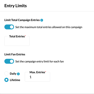 Campaign > Setup > Access Restrictions > Entry Limits