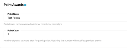 Campaign > Setup > Miscellaneous > Point Awards