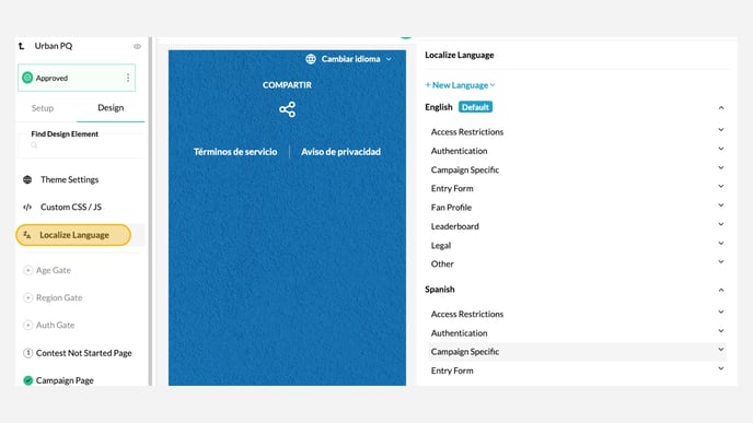 Campaign Localize Language