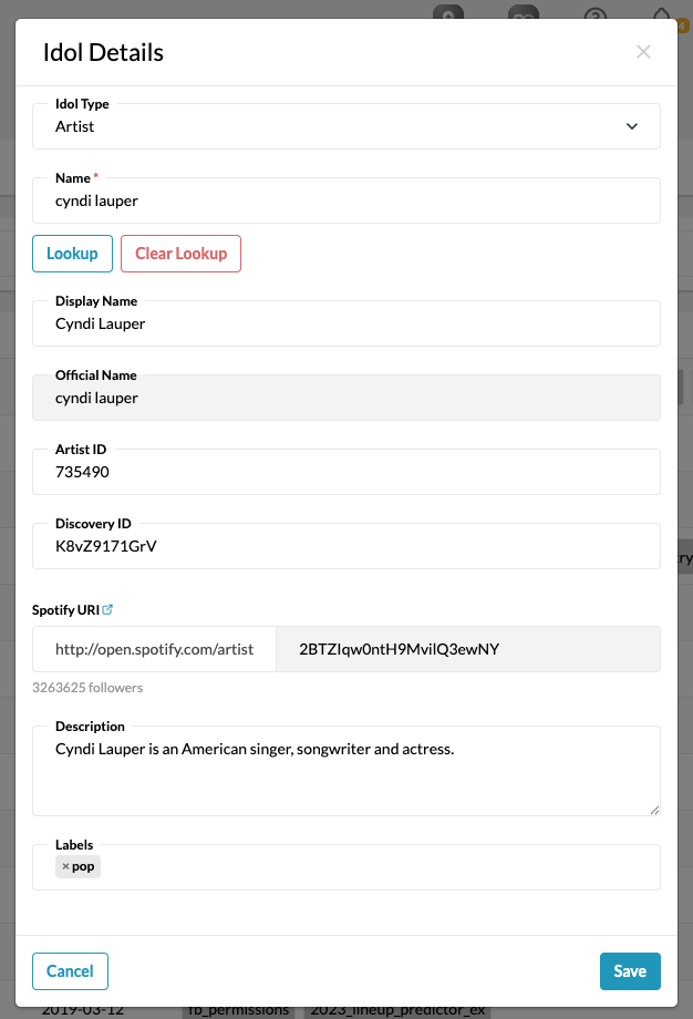 Creating an Artist Idol