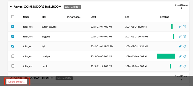 Idol Events Bulk Edit