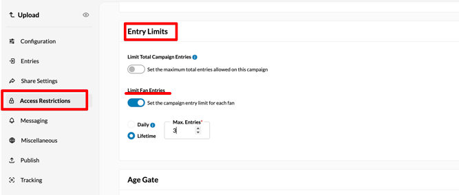 Limit Fan Entries