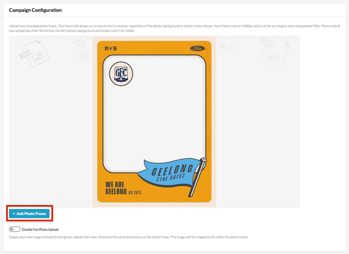 Photo Frame > Configuration > Campaign Configuration Pt. 1