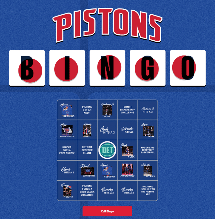 Pistons Bingo Example