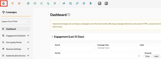 Click Home Icon to Return to the Homepage