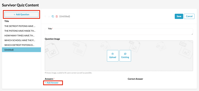 Survivor Quiz > Content > Add Question > Add Answer