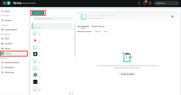 TikTok Add Partner