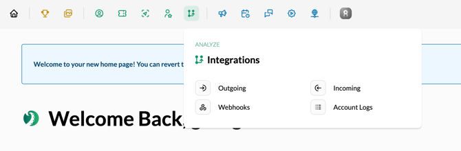 Top Navigation Bar &gt; Integrations