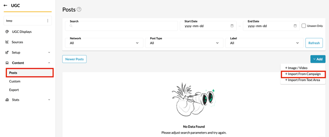UGC > Posts > Add Content