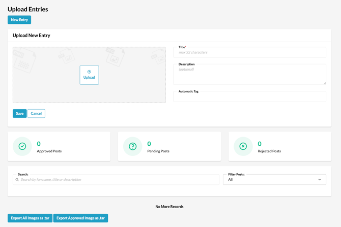 Upload Campaign > Entries Tab