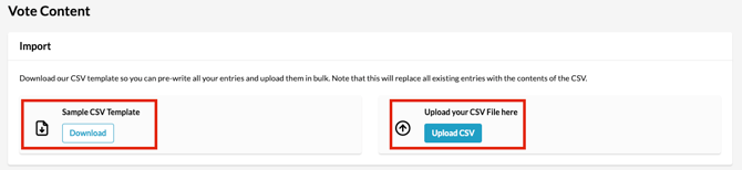 Vote > Content > Download Template & Upload CSV
