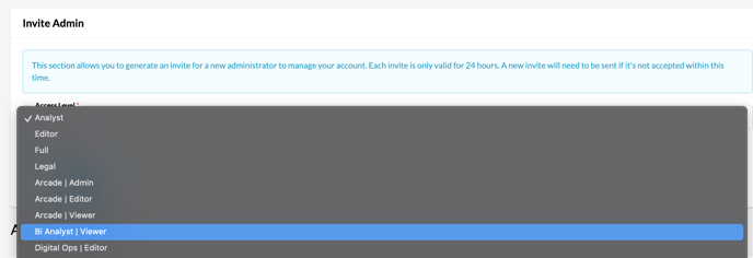 access level drop down