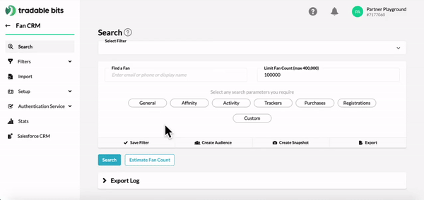 Gif of how to search by Campaign in FanCRM