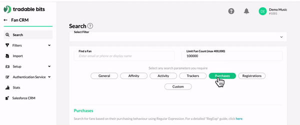 Gif of how to search for previous ticket buyers