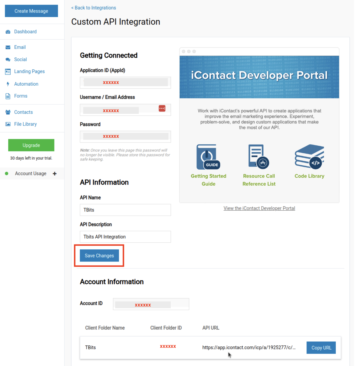 How do I set up an iContact account?